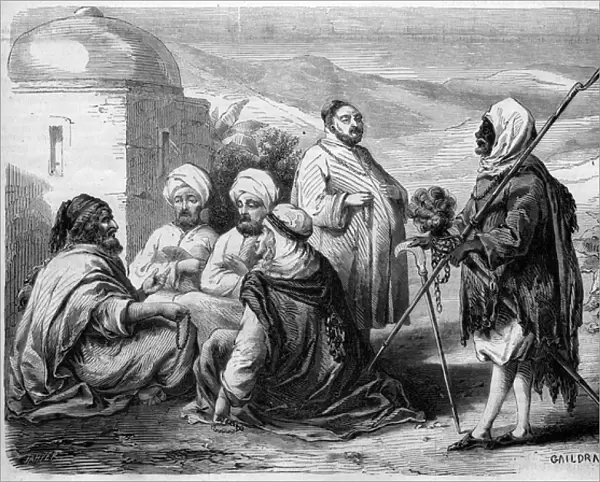 Different types of dervishes (beggars) in the streets of Tunis, Tunisia, 1858