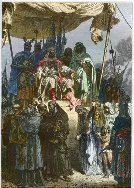The siege of Jerusalem in 1187 by Saladin (1138-1193) (Salah al Din Yusuf al-Ayyubi