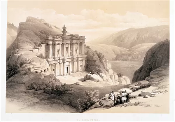 El Deir, Petra, drawing made on 08  /  03  /  1839 in 'The Holy Land'