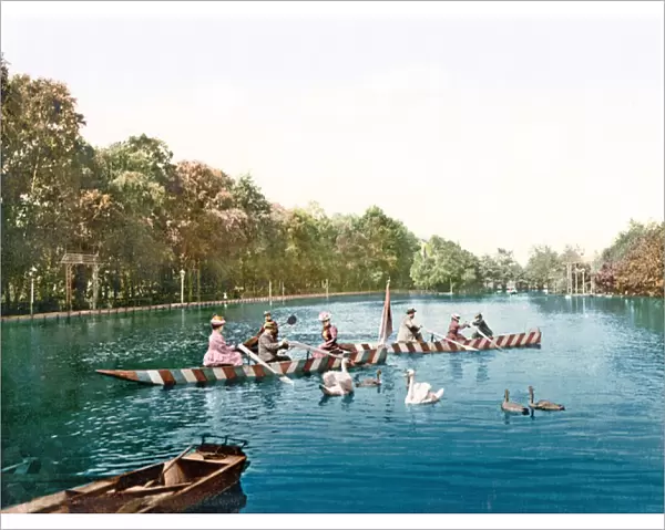 Lake at Franzenbad, Bohemia, pub. c. 1900 (colour litho)