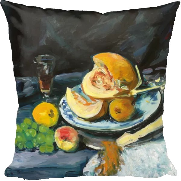 Still Life with Cut Melon, Glass and Fan, c. 1920 (oil on canvas)