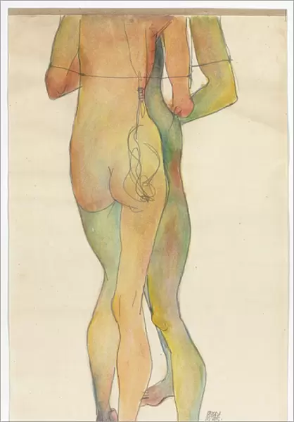Zwei Stehende Akte, 1913 (pencil on paper)