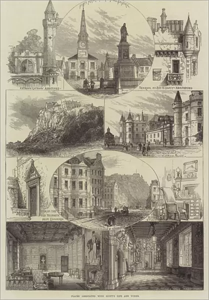 Places associated with Scotts Life and Works (engraving)