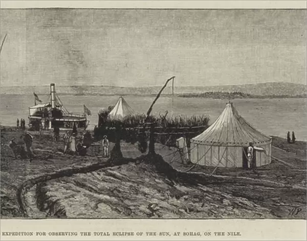 Station of the Expedition for observing the Total Eclipse of the Sun, at Sohag, on the Nile (engraving)