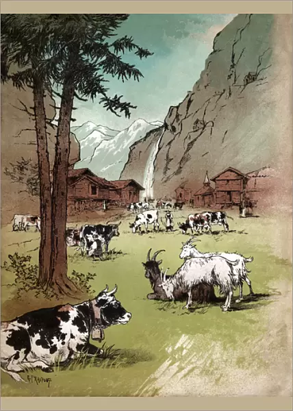 Farm in Switzerland. (Illustration, ca. 1910)