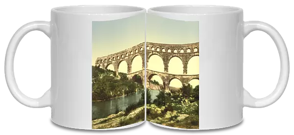 Roman Bridge over the Gard, Constructed by Agrippa, Nimes, France, c. 1900 (photochrom)