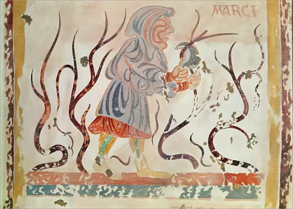 Copy of a medieval original depicting March, from the Occupations of the Months