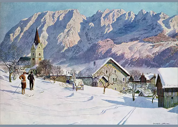 Mitterndorf in Austria, after an original watercolour (colour litho)