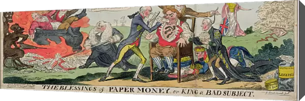 The Blessings of Paper Money or King a Bad Subject, published 1811 (coloured engraving)
