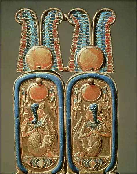 Unguent box in the form of a double royal cartouche, from the tomb of Tutankhamun (c