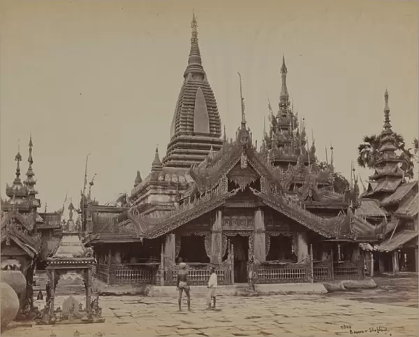 Courtyard of a Burmese Temple, Mandalay (b  /  w photo)