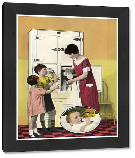 Mother Serving Milk to Her Children, 1925 (screen print)
