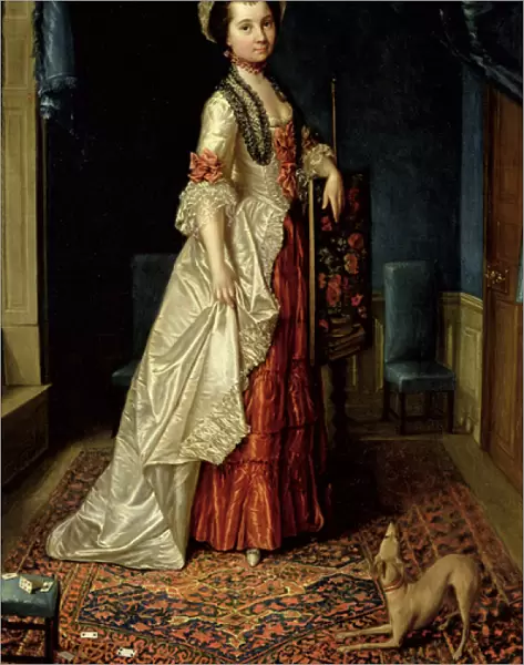 Portrait of a young Girl in an Elegant Interior (oil on canvas)