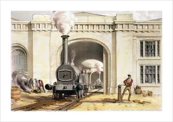 Entrance to Locomotive Engine House, Camden Town, engraved by the artist