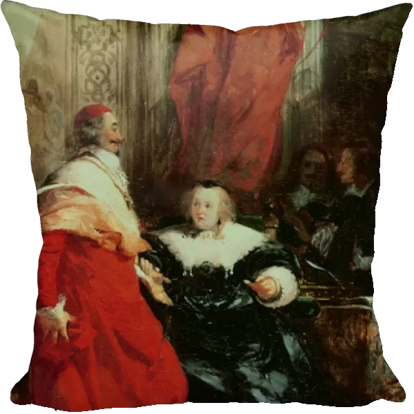 Anne of Austria (1601-66) with Cardinal Mazarin (1602-61) (oil)