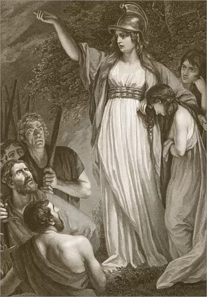 Boadicea haranging the Britons, engraved by Sharp, illustration from David Hume