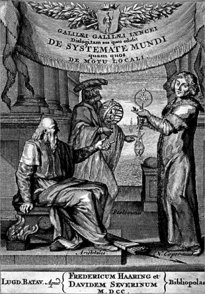 Frontispiece of Dialogus De Systemate Mundi by Galileo