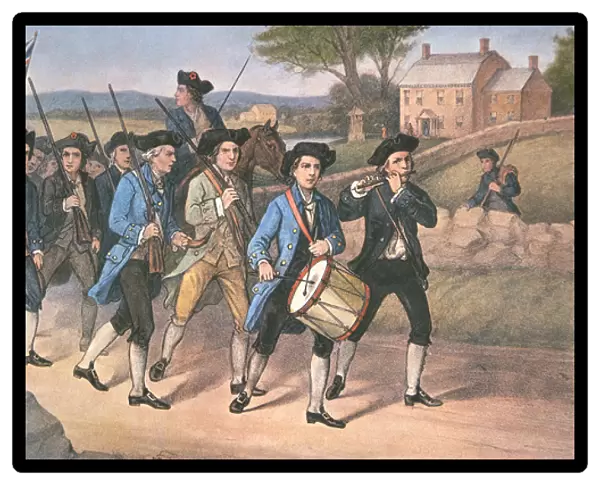 American minute-men marching against the British to the martial music of Fife