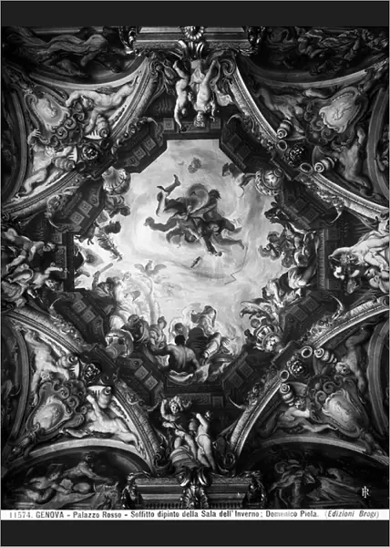 Allegory of Winter, on the vault of the Winter Room (fresco) (b  /  w photo)