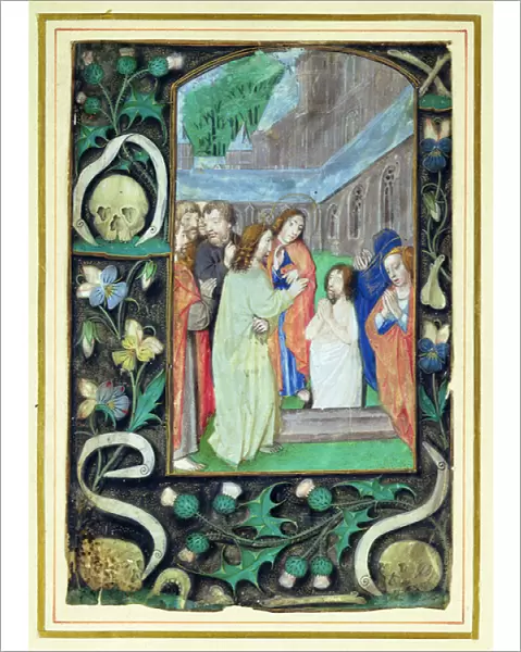 The Raising of Lazarus, from a book of Hours (vellum)