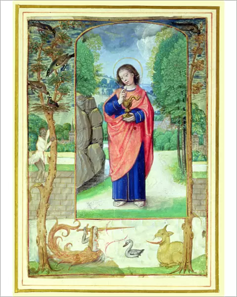 St. John the Evangelist, form a book of Hours (vellum)