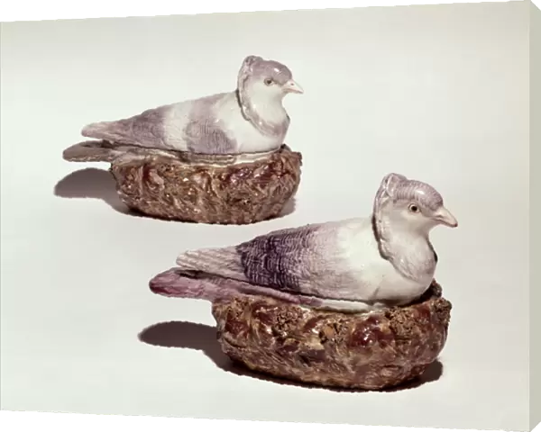 Pair of Staffordshire pottery tureens in the form of pigeons, c. 1790 (ceramic)