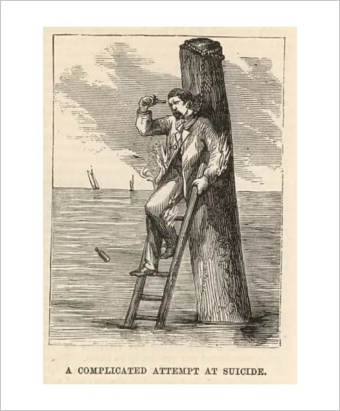 A complicated attempt at suicide (engraving)