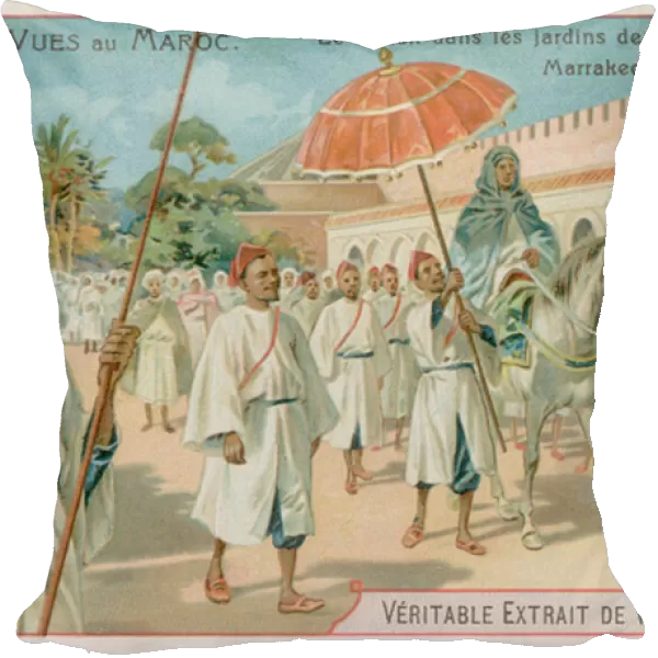The Sultan Visits the Gardens of the Casbah in Marrakesh (chromolitho)
