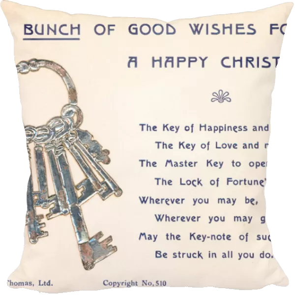 Bunch of Keys, Christmas Card (chromolitho)
