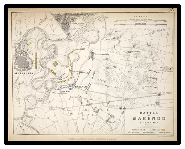 Map of the Battle of Marengo, published by William Blackwood and Sons, Edinburgh & London
