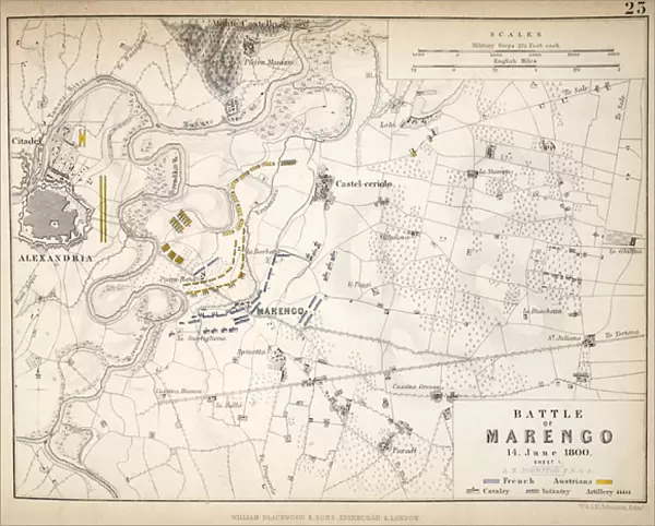Map of the Battle of Marengo, published by William Blackwood and Sons, Edinburgh & London