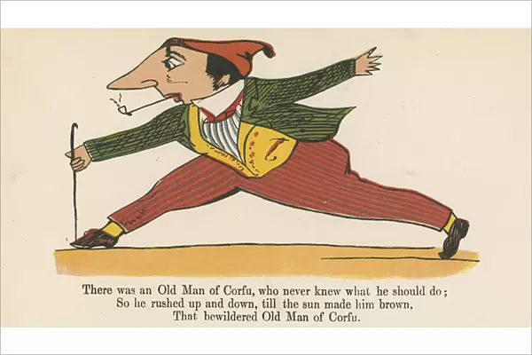 'There was an Old Man of Corfu, who never knew what he should do', from A Book of Nonsense, published by Frederick Warne and Co. London, c. 1875 (colour litho)