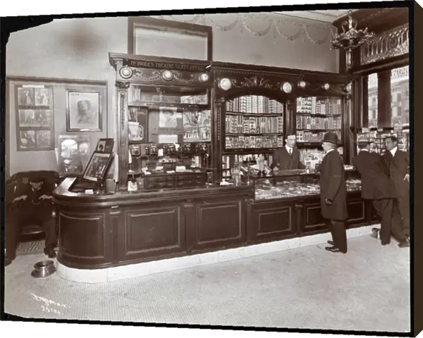 Cigar and theatre ticket sales counter at the Hotel Cadillac, 1907 (silver gelatin print)
