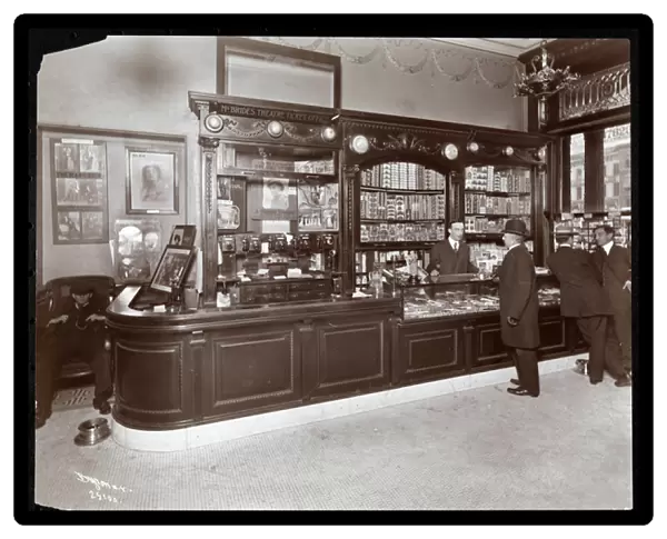 Cigar and theatre ticket sales counter at the Hotel Cadillac, 1907 (silver gelatin print)