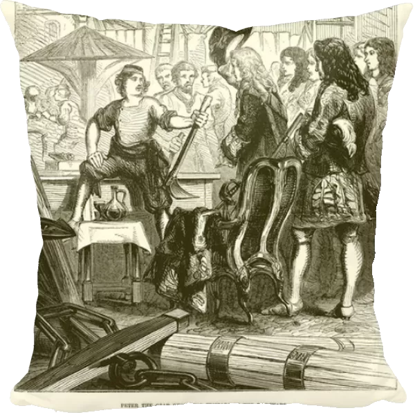 Peter the Czar receiving visitors in the Dockyard (engraving)