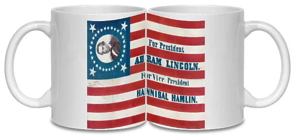 Campaign Flag for Abraham Lincoln, 1860 (ink on linen)
