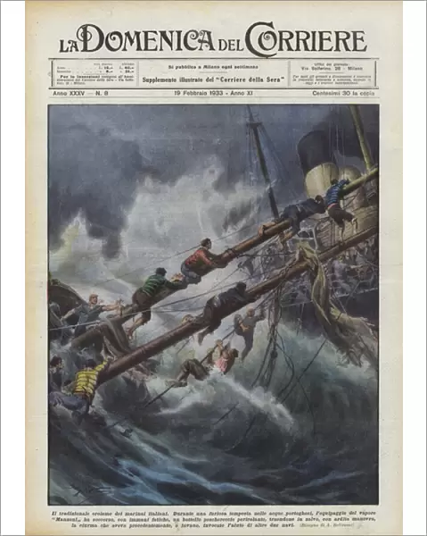The traditional heroism of Italian sailors (colour litho)