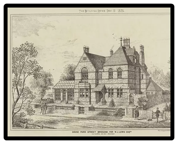 House Park Street Bridgend, for W J Lewis Esquire (engraving)