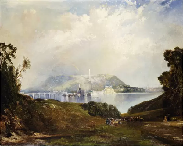 A View of Fairmont Waterworks, Philadelphia, (oil on canvas)