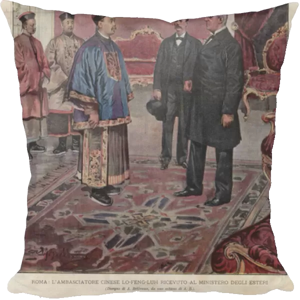 Rome, Chinese Ambassador Lo-Feng-Luh Received at the Foreign Ministry (colour litho)