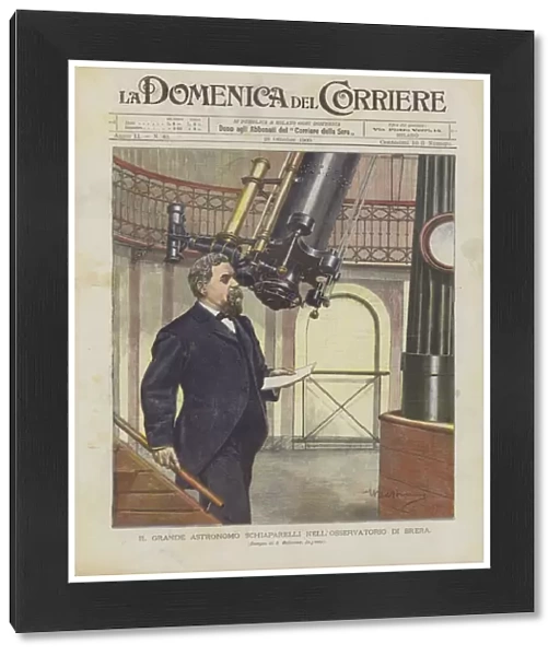 The Great Astronomer Schiaparelli at the Brera Observatory (colour litho)