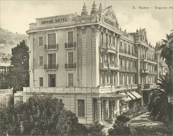 San Remo, Italy, Grande Hotel Belle Vue (b  /  w photo)