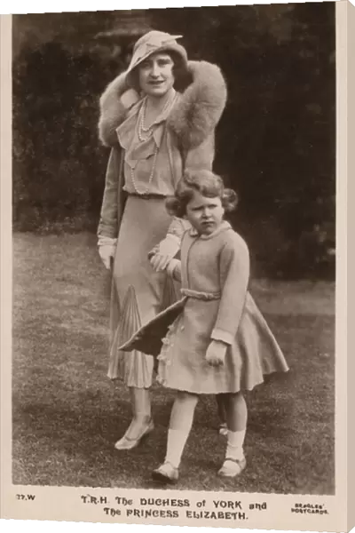 The Duchess of York and Princess Elizabeth (b  /  w photo)