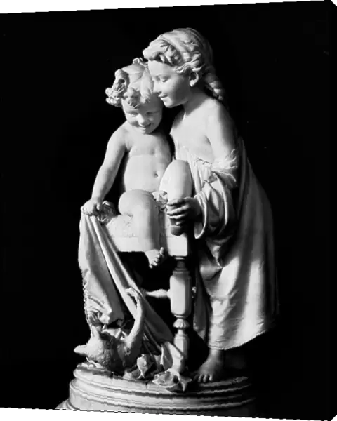 Children playing with a cat, 1867 (marble)