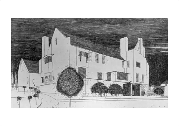 Drawing of Hill House, Helensburgh by Charles Rennie Mackintosh