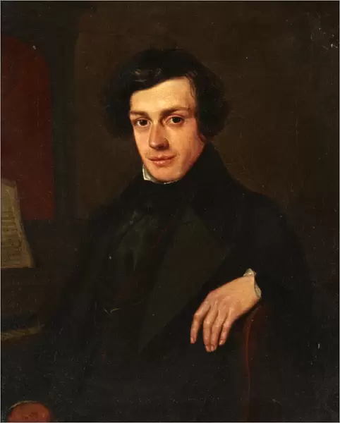 Portrait of a Young Man aside a Piano, c. 1810-30 (oil on canvas)