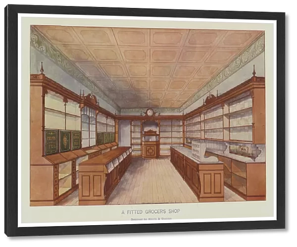 A fitted grocers shop designed by Harris & Sheldon (colour litho)