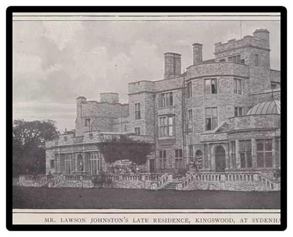 Mr Lawson Johnstons late residence, Kingswood, at Sydenham Hill (b  /  w photo)
