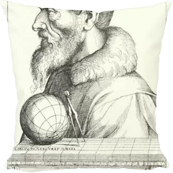Self-portrait of Augustin Hirschvogel, German artist, mathematician and cartographer (engraving)