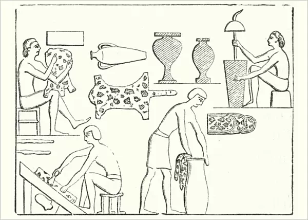 Ancient Egyptian tanners (engraving)